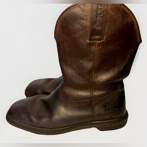 Rocky Worksmart Unlined Brown Leather Cowboy Boots Mens 11 Wide 10" Western